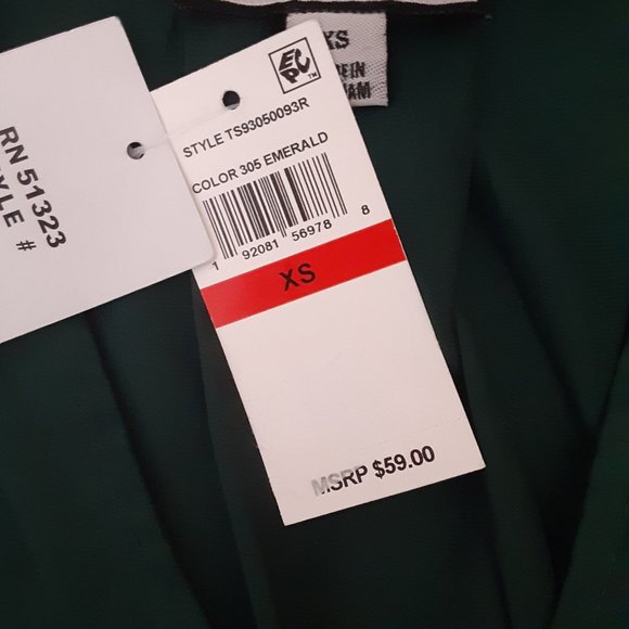 Sam & Jess Puff Shoulder Surplice Arresting Emerald Satin Wrap Top - Picture 7 of 10